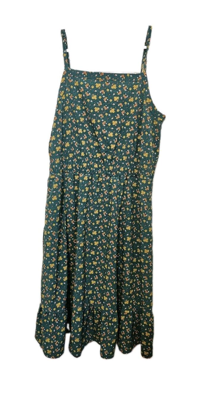 Toad&Co Sunkissed Bella Dress Green Floral Print Pockets Small